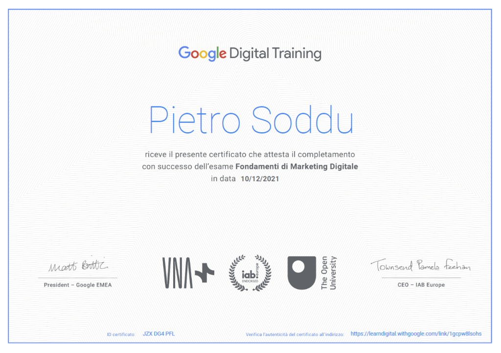 certificazione google