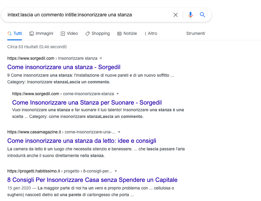 ricerca keyword
